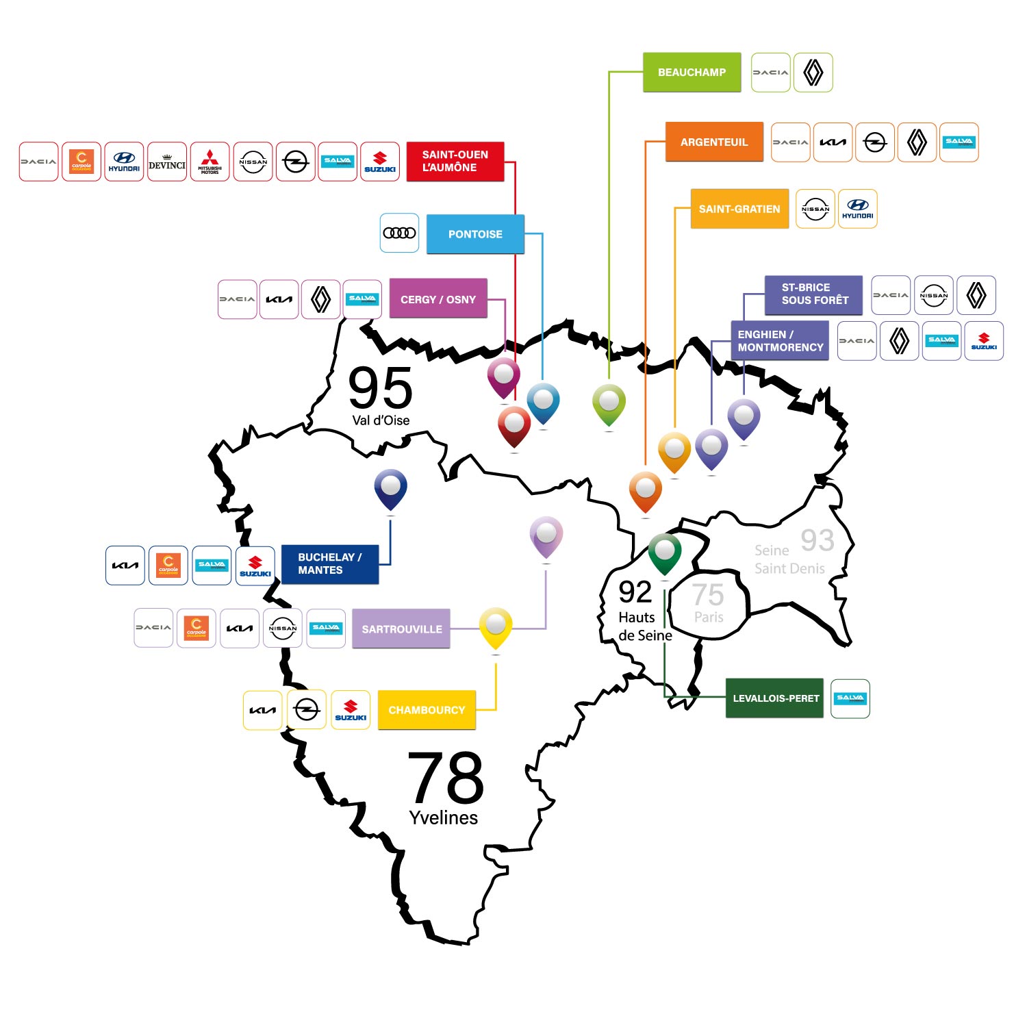 MapRousseau_2023 Carte des enseignes Rousseau Automobile